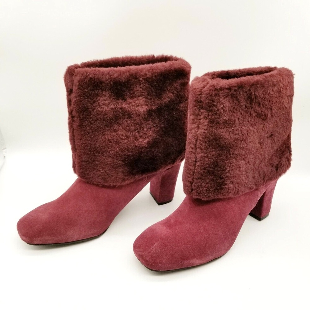 Rockport | Helena Burgundy Fur-Lined Booties | Size 8.5